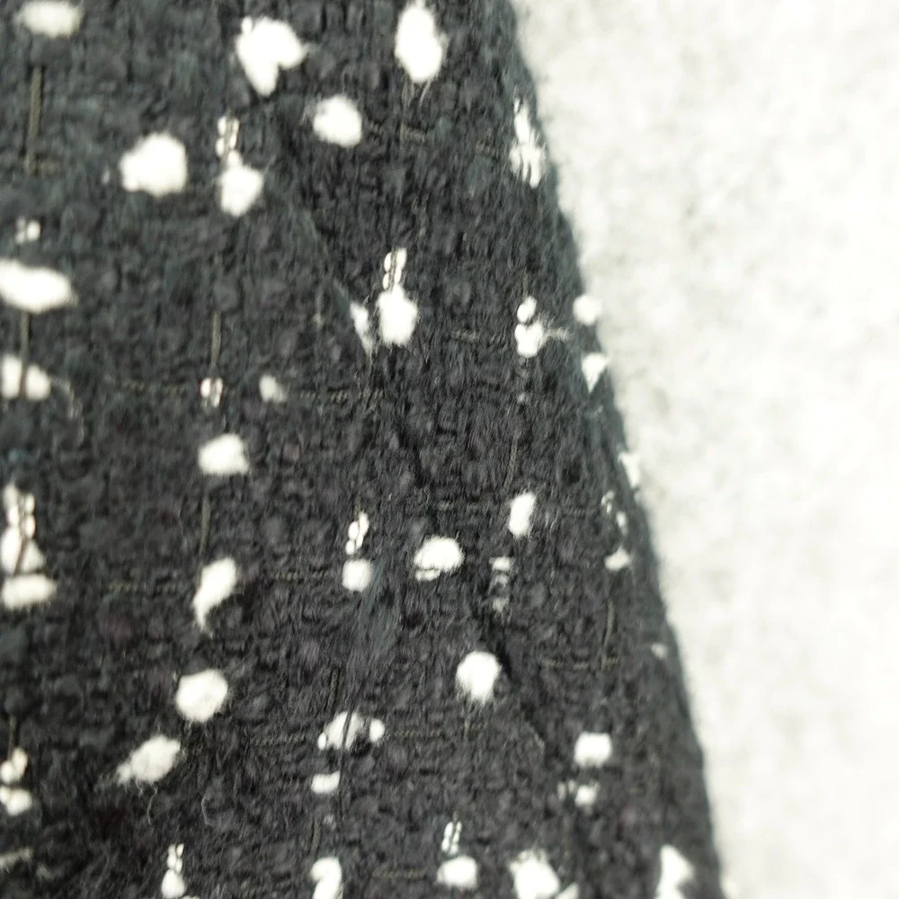 J Crew Black Boucle Tweed Dress S White Fleck Cap Sleeve Old Money Office Siren
